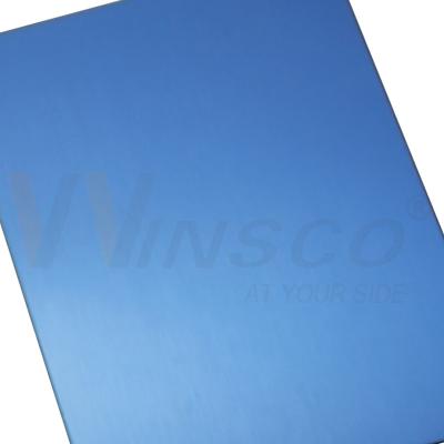 China AISI 201 Hairline Stainless Steel Sheet Blue PVD Color Decorative Inox No.4 Brushed Plate for sale