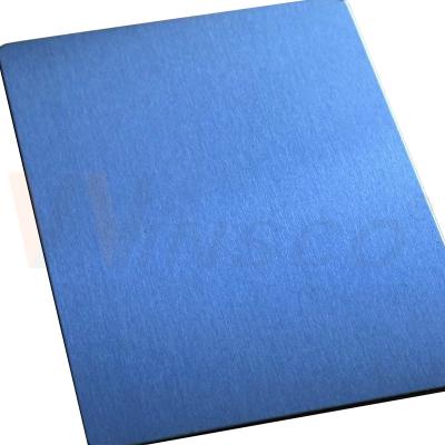 China Brushed No.4 Inox Blue Color Hairline Stainless Steel Sheet SUS 304 304L Metal Decorative Plate for sale