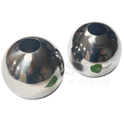 China AISI 201 304 SS Handrail Decoration Fittings 51mm 60mm Diameter Stainless Steel Hollow Ball For 19mm Round Pipe for sale