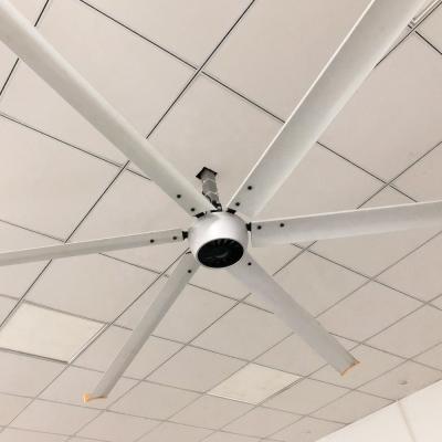 China Niedrige Drehzahl Achsabflussventilator 8FT 10FT 11FT 12FT 750W 1500W 6 Klingen Großer HVLS-Ventilator mit Aluminium-Klingenmaterial zu verkaufen