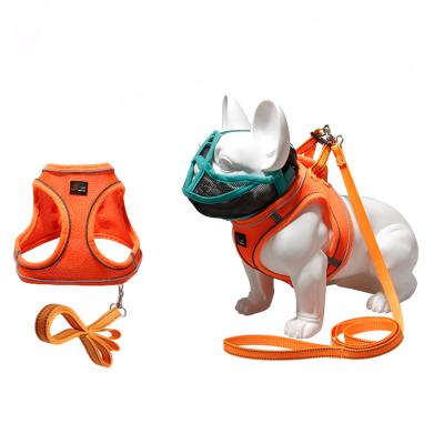 China New Adjustable Lightweight Reflective Dog Safety Harness Adjustable Reflective Dog Harness With Dog Collar Leash for sale