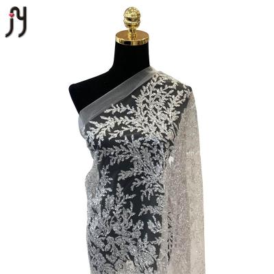 China Latest Sequin TF30346 2021 Full Sequins Lace Fabric Viable African Embroidery Fabric With Customization for sale