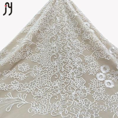 China Viable 2022 African White Bridal Crystal Sequins Lace Up Fabrics 5 Yards For OEM Custom for sale