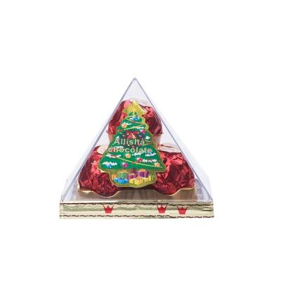 China Christmas Triangle Pyramid Shaped Nuts Milk PVC Box Chocolate BALL for sale