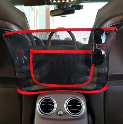 China Amazon Hot Sell Universal Seat Storage Mesh Organizer Car Net Pocket Handbag Holder for sale