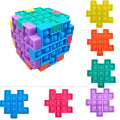 China 2021 new arrival silicone bubble cube fidgety person puzzle piece sensory cube sensory relaxation toys for sale