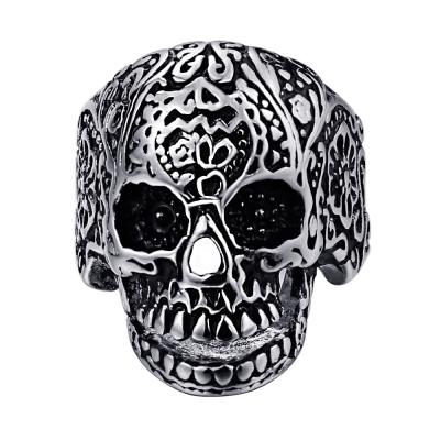 China Wholesale New Design Retro Hiphop Titanium Steel Skeleton Ring Stainless Steel Skull Ring For Men Hip Hop Jewelry for sale