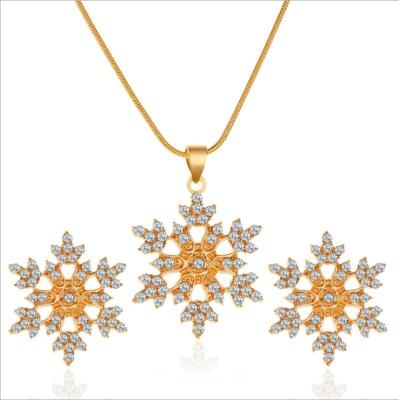 China 2021 TRENDY new design jewelry set for women snowflakes necklace and earrings set statement jewelry set for sale