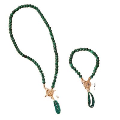 China Vintage China Jewelry Supplier Malachite Necklace And Bracelet Set For Women Fashion Jewelry Sets for sale