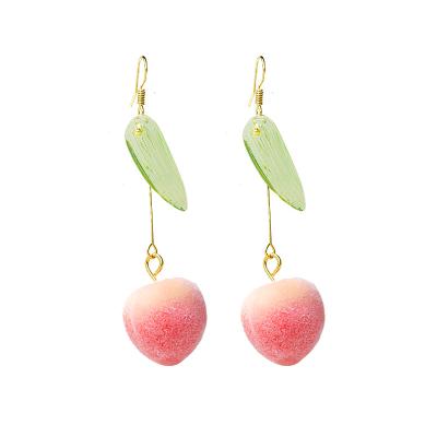 China FASHIONABLE Temperament Silver Cute Look Korea S925 Needle Long Peach Earrings For Girl Drop Earrings For Women for sale