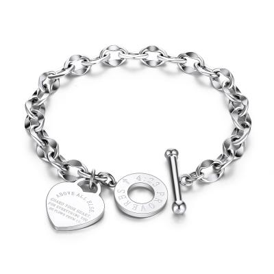 China FASHIONABLE Bracelets For Women With Chain Jewelry Lady Stainless Steel Heart Bracelet Couples Charms Bracelet for sale