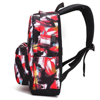 China With New Floral USB Backpack 2 Piece Set Printed Cosmetic Bag Women Backpack Fashionable Bags For Girls Weekend Going Out Bag for sale