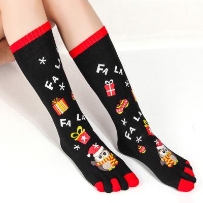 China Fashionable Ladies Lace Up Socks Newly Designed Wholesale Custom Personalized Christmas Stocking Discount Snowman Stocking Five Toe Socks for sale