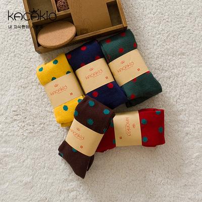 China Custom Made Antibacterial High Quality Comfortable Colorful Dots Socks Cotton Baby Tights for sale