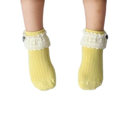 China QUICK DRY custom design baby kids lace breathable comfortable bow cute girl crew socks in cotton for sale