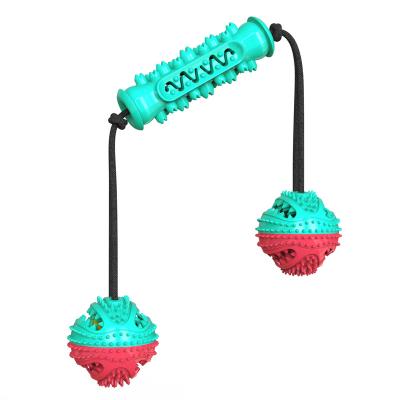 China Viable Made in China Pet Toy Dumbbell Cord Ball Pet Water Toy Serrated Rod Molar Bite Resistant Toy for sale