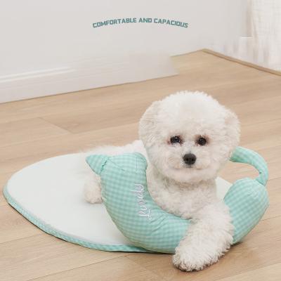 China Fully Removable and Washable Viable Sleeping Mat Small Green Dog Pillow Summer Non-Slip Bed for sale