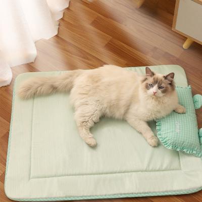 China Oxford Feel Fabric Summer Dog Protection Neck Viable Fresh Cool Dog Mat Bed Protective Pillow Cat Large Dog Mat Bed for sale