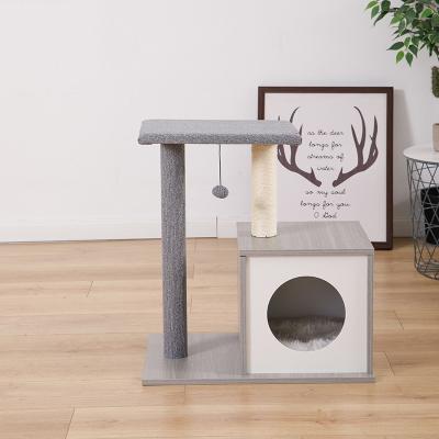 China New Petstar Luxury Wooden Scratch House Cat Tree Tower Condo 2022 Viable Post for sale