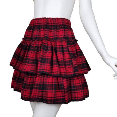 China Mini Skirt Japanese Korean Fashion Women Anti-static Female Casual Pleated Red Plaid Midi Ruffles One Line Skirts Cheap Custom OEM Service for sale