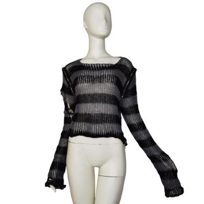 China Lady Gothic Loose Zippers Sweater Breathable Short Length Sweater Computer Knitted Casual Sweaters Street Long Sleeve Pullovers OEM Service for sale