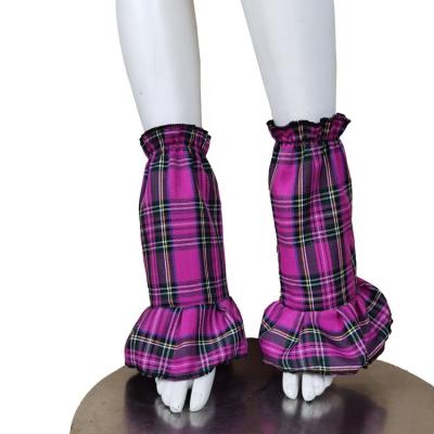 China Dancing Lady Leg Warmers Summer Comfortable Short Length Fuchsia Plaid Bangs OEM Service Ruffles Rocket Leg Warmer Japanese Korean Fashion Wear for sale