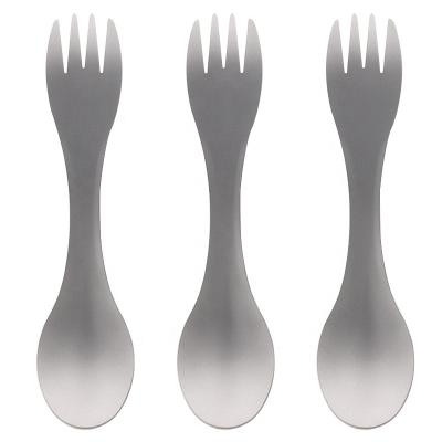 China Lightweight Outdoor Flatware Titanium Spork Sets Lightweight Camping Dinnerware Spoon Fork For BBQ for sale