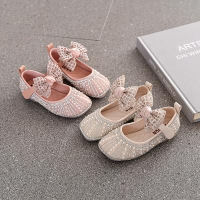 China Girls princess shoes autumn new Korean style rhinestone bow shoes for sale