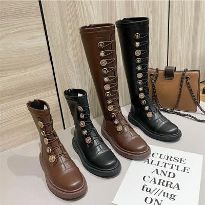 China Grape mother 2021 new zipper stretch boots fashion wild microfiber leather British style boots knight boots women for sale