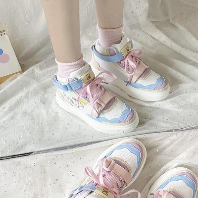 China Rainbow color high-top women's shoes college casual shoes all-match sports women's Harajuku style board shoes women's trend for sale