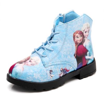 China 2021 Cartoon Frozen Elsa Anna PU Boots for Baby Girl Kids Winter Shoes Princess for sale