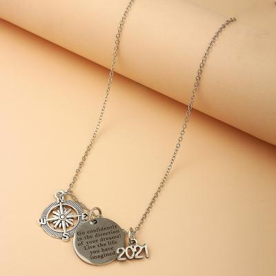 China Casual/Sporty Anywhere Multi Compass Stainless Steel Necklace Key Chain Stitch Geometric Necklace Pendant for sale