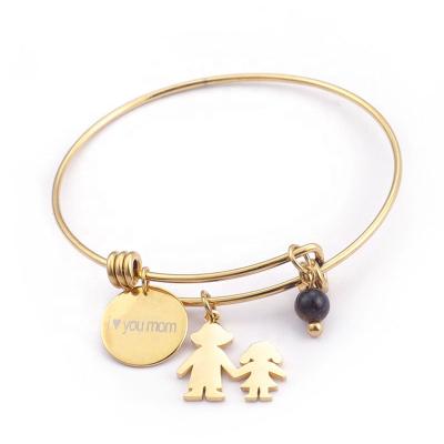 China Gold Family Jewelry Fast Delivery Stainless Steel New I LOVE MOM Charm Bracelets For Mothers Day Gifts for sale