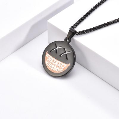 China Stainless Steel Flower Necklace Smiley Face Pendant Necklace Fashionable Men's Casual/Sporty Hip Hop Design for sale