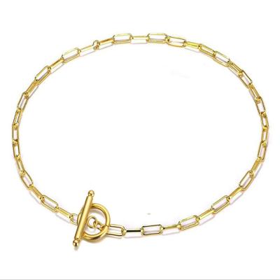 China Casual/Sporty Square Stainless Steel Link Chain Necklaces For Women Men Toggle Clasp OT Buckle Choker Necklace Hip Hop Jewelry for sale