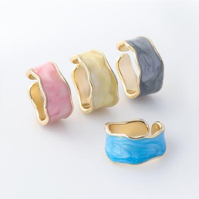 China Ring Handmade Enamel Glazed Open Finger Ring Dripping Oil Tail Irregular Open Ring Hot Fashion CLASSIC for sale