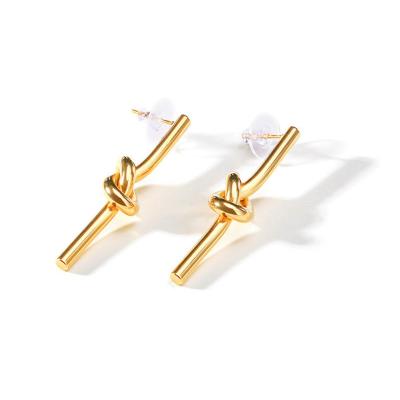 China Charming New Classic Stainless Steel Knot Stud Earrings For Women Joyas Jewelry New Year Gift Wholesale for sale