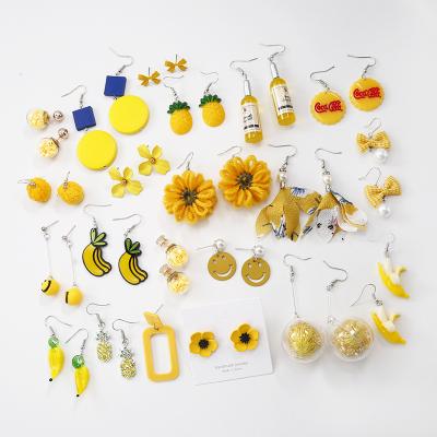 China Simple geometric earrings of high quality cute lemon yellow flower soft and flexible Korean earrings for sale