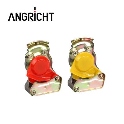 China Aluminum trailer truck air brake coupling happy hand palm coupling red and yellow truck gladhand for sale