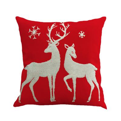 China Wearable Towel Embroidered Canvas Pillow Christmas Decoration Pillow Sofa Back Pillows Snow Santa Claus Print for sale