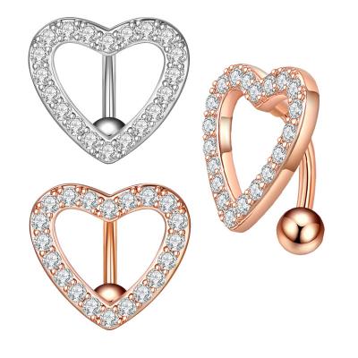 China FASHIONABLE sting heart-shaped navel nail stainless steel jewelry new fashion hollow navel rings accessories wholesale for sale