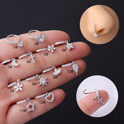 China TRENDY Fashion Gold Plated Nose Pendant Ring For Women Piercing Jewelry African Designer Nose Hoop Dangling for sale