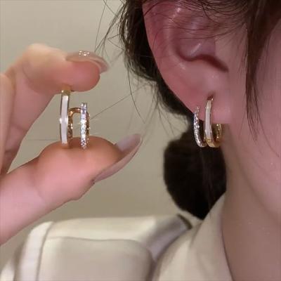 China FASHIONABLE Luxury Contracted S925 Needle Silver Gold Light Plated Micro-inlaid Zircon Earrings Female Wedding Dinner for sale