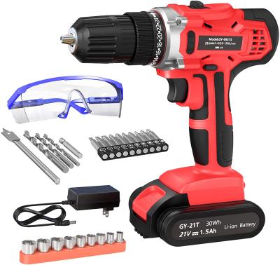 China Upgraded 2021 21V lithium cordless drill, electric drill, driver kit for household 1500 mAh for sale