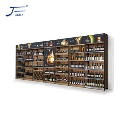 China Heavy Duty Supermarket Double Sided Store Wine Display Stand With Light for sale