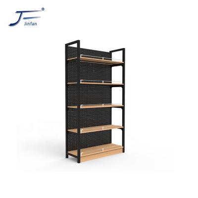 China Supermarket double-sided wooden design shelves double side shelf for sale