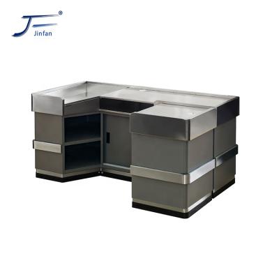 China Supermarket Supermarket Store Stainless Steel Checkout Cashier Counter for sale