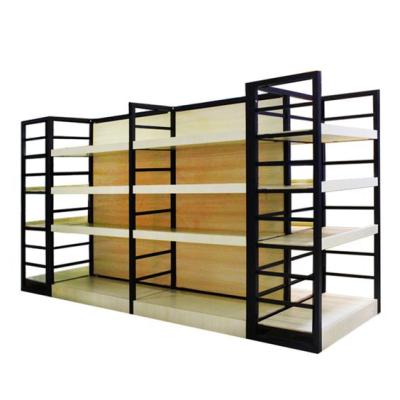 China Mall Single Sided Metal Metal Shop Supermarket Shelf Display Rack Wooden Shelf for sale