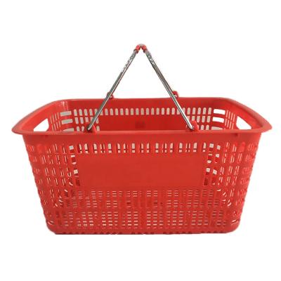 China Eco - Friendly Grocery Market Supermarket Design Shopping Plastic Basket With Handles For Retail Store for sale