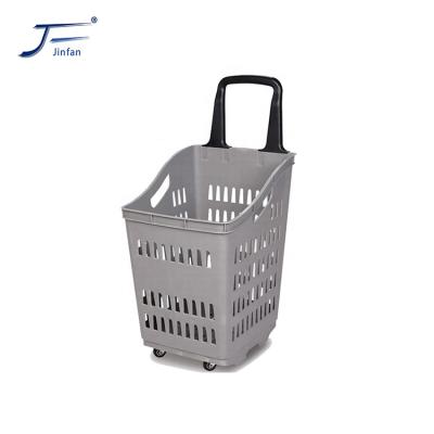 China Eco-friendly pp plastic supermarket retail store rolling shopping cart with wheels with logo for sale for sale